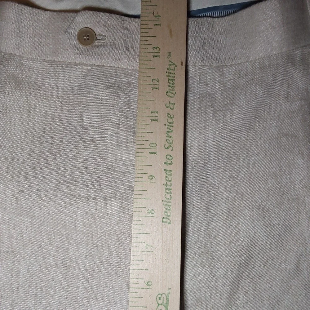 Joseph Abboud Men's 45 x 30 100% Linen Straight‎ Leg Beige Tan Dress Pants